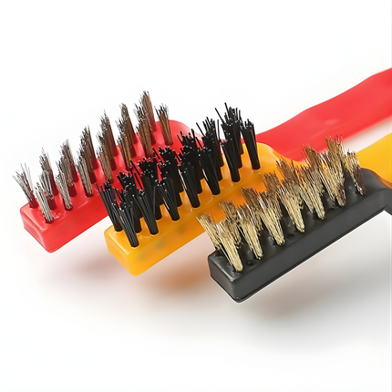 طقم فرش تنظيف متعددة الاستخدام (3 قطع) — شعيرات نايلون/نحاس/ستانلس — متوفر مقاس صغير وكبير