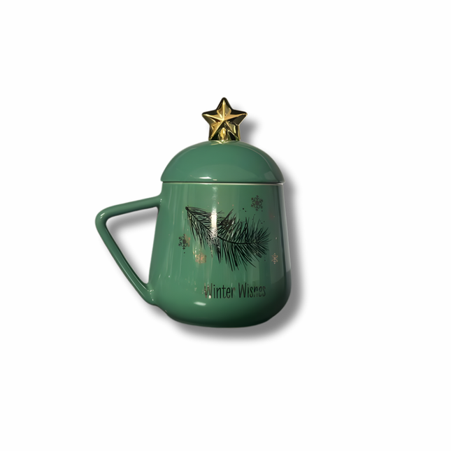 مج سيراميك بغطاء مع معلقة تقليب على شكل نجمة – Winter Wishes