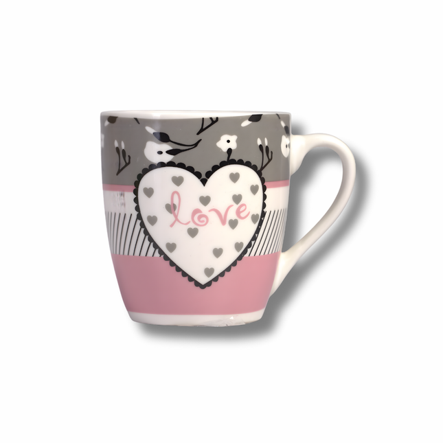 مَج Love رومانسي بنقوش قلب – وردي/رمادي