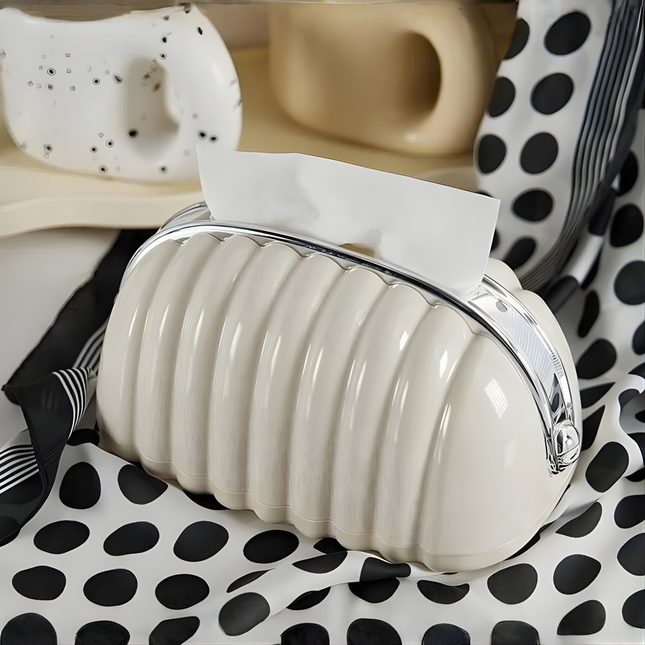 علبة مناديل ديكورية بغطاء ولمسة كروم