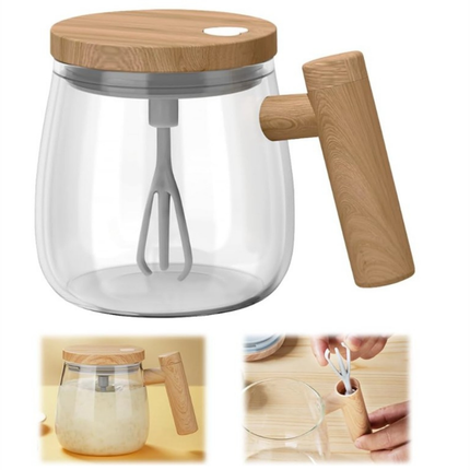 مج تقليب أوتوماتيكي يعمل بالبطاريات – تصميم شفاف بقبضة بطابع الخشب