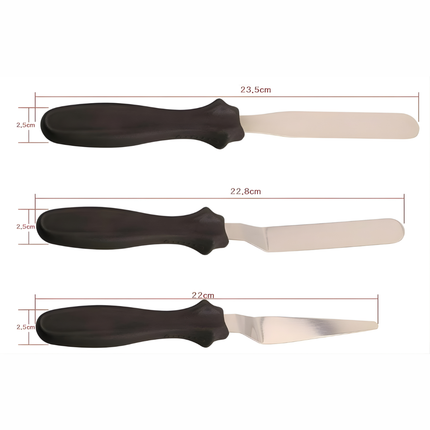 طقم سباتيولا تزيين الكيك – 3 قطع (مستقيمة، مائلة، طرف مدبّب)
