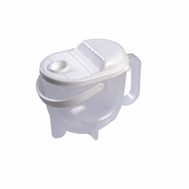 وعاء غسيل وتصـفية الأرز بغطاء مصفاة ومقبض – مزوّد بخطّاف تعليق على الحوض