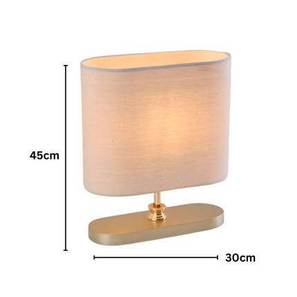 أباجورة طاولة قماش بيضاوي وقاعدة ذهبية