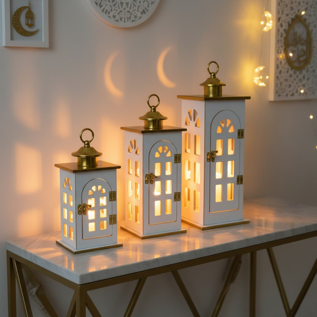 طقم فوانيس خشب ديكور – 3 قطع