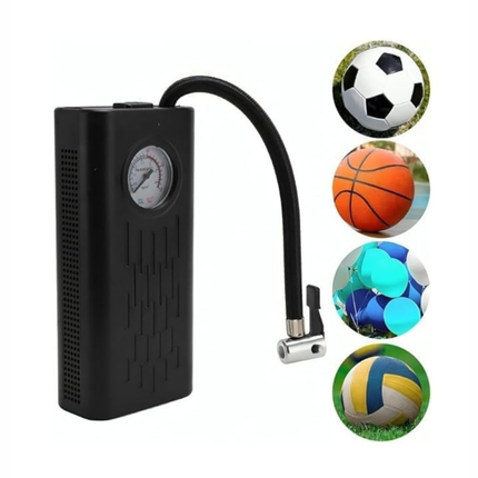 منفاخ هواء محمول قابل لإعادة الشحن بوصلة USB-C مع عدّاد ضغط تناظري – لإطارات السيارة/الدراجة والكرات