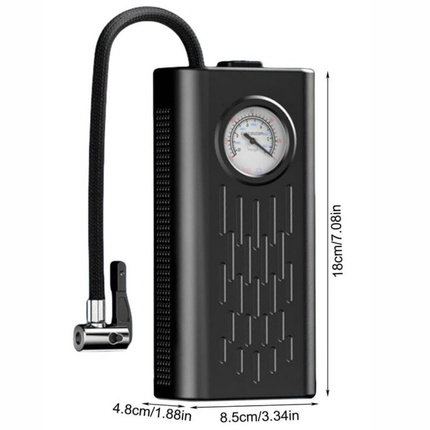 منفاخ هواء محمول قابل لإعادة الشحن بوصلة USB-C مع عدّاد ضغط تناظري – لإطارات السيارة/الدراجة والكرات
