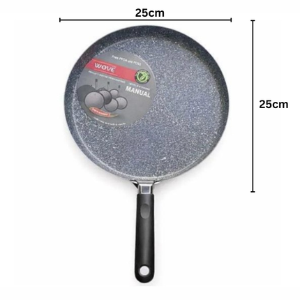 طاسة غير لاصقة 25 سم (مقبض قابل للفك) – مثالية للكريب والبيتزا والاومليت و تدخل الفرن