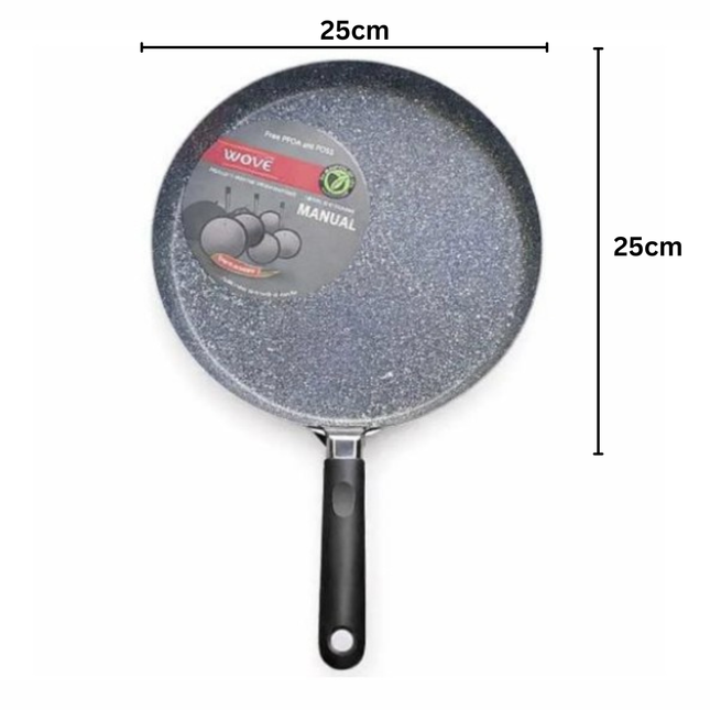 طاسة غير لاصقة 25 سم (مقبض قابل للفك) – مثالية للكريب والبيتزا والاومليت و تدخل الفرن