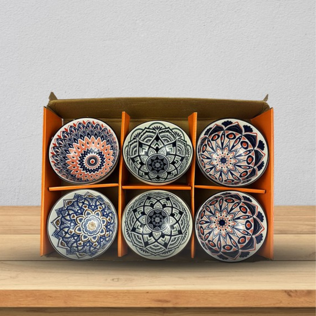 طقم 6 بولات سيراميك منقوشة – نقوش شرقية متعددة