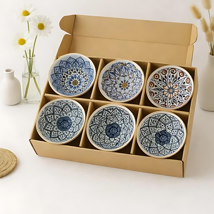 طقم 6 بولات سيراميك منقوشة – نقوش شرقية متعددة