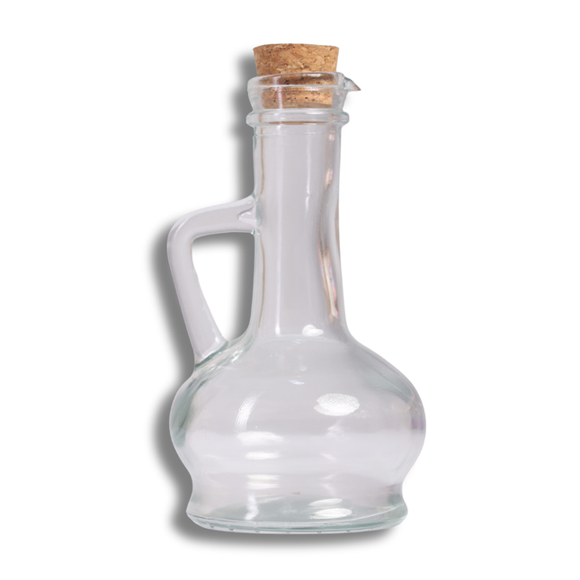 زجاجة زيت/خل زجاجية بغطاء خشبي محكم ومقبض صب مريح – سعة 450 مل