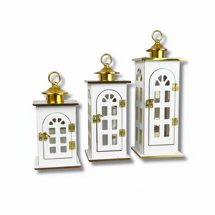 طقم فوانيس خشب ديكور – 3 قطع