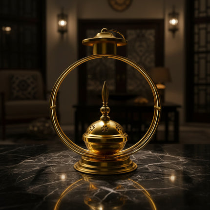 مبخرة معدنية دائرية ذهبية